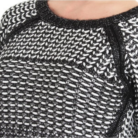 DKNY Jeans Black White Stitch & Yarn Sweater Pullover Chunky L - Picture 2 of 6